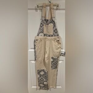 POL Brand NWOT Paisley Patchwork Denim OVERALLS  Size Medium